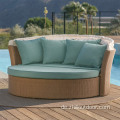 Schwarzer Rattan Day Bett Garten Aluminium Daybett